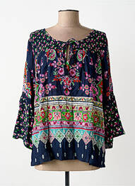 Blouse imprimé fantaisie manches longues bleu ORIENTIQUE NATURALLY femme