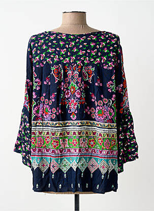 Blouse imprimé fantaisie manches longues bleu ORIENTIQUE NATURALLY femme