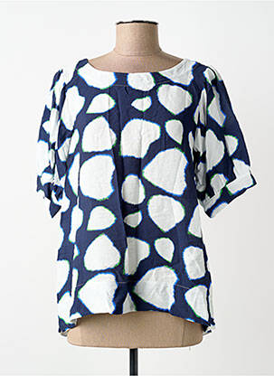 Top imprimé fantaisie manches courtes bleu SCORZZO femme