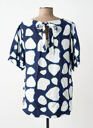 Top imprimé fantaisie manches courtes bleu SCORZZO femme