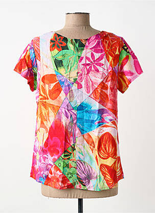 Top imprimé fantaisie manches courtes rose ORIENTIQUE NATURALLY femme
