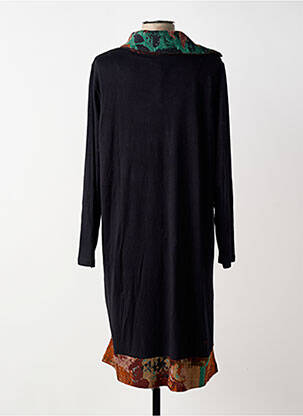 Robe mi-longue imprimé fantaisie manches longues noir ORIENTIQUE NATURALLY femme