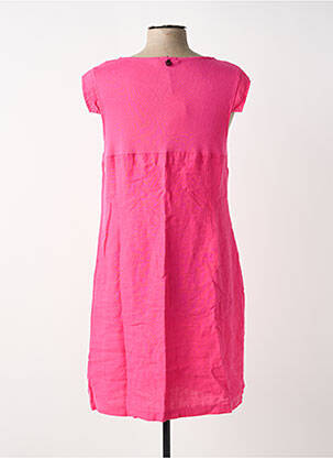Robe mi-longue manches courtes manches courtes rose MALOKA femme