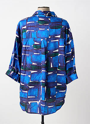 Chemisier imprimé fantaisie manches 3/4 bleu MADE IN SENS femme