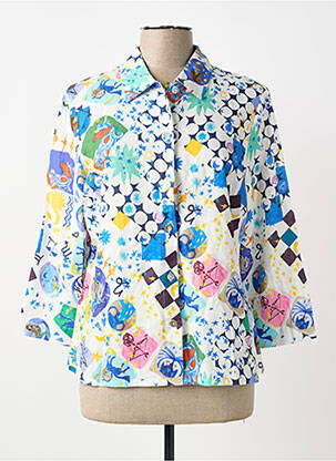 Chemisier imprimé fantaisie manches 3/4 blanc MALOKA femme