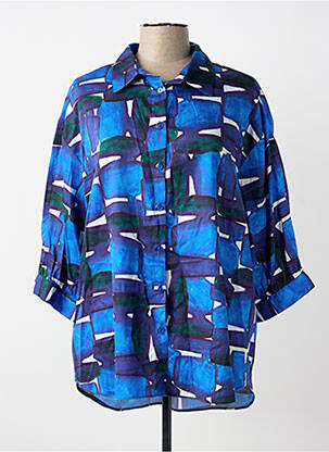 Chemisier imprimé fantaisie manches 3/4 bleu MADE IN SENS femme