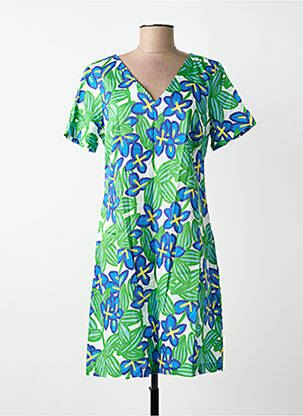 Robe courte fermeture zippée au dos manches courtes vert MADE IN SENS femme