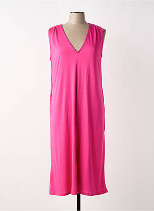 Robe mi-longue manches courtes manches courtes rose SCORZZO femme