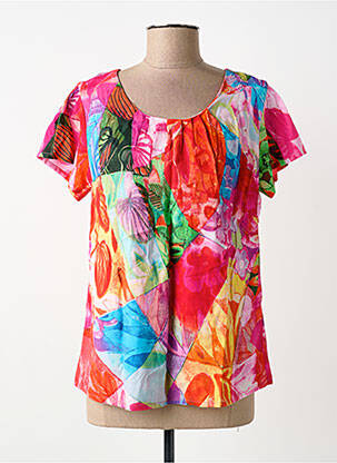 Top imprimé fantaisie manches courtes rose ORIENTIQUE NATURALLY femme