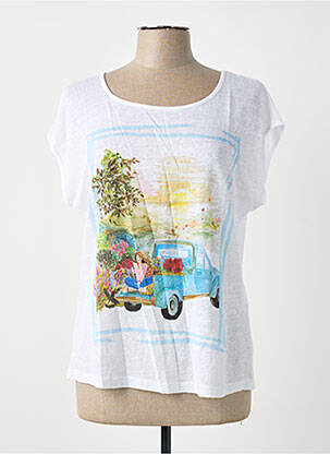 T-shirt sérigraphie floquée manches courtes blanc MALOKA femme
