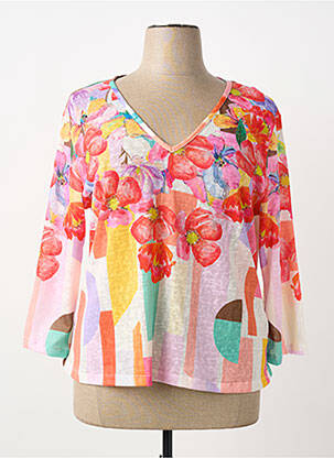 T-shirt manches 3/4 manches 3/4 blanc MALOKA femme