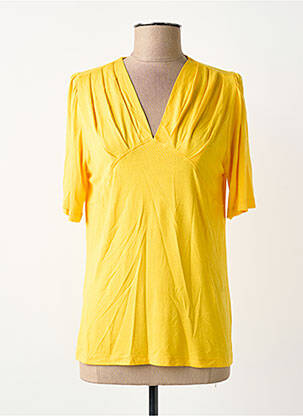 T-shirt col v manches courtes jaune MALOKA femme