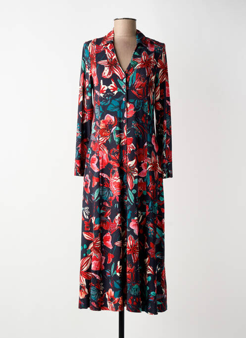 Robe longue manches longues manches longues rouge MALOKA femme