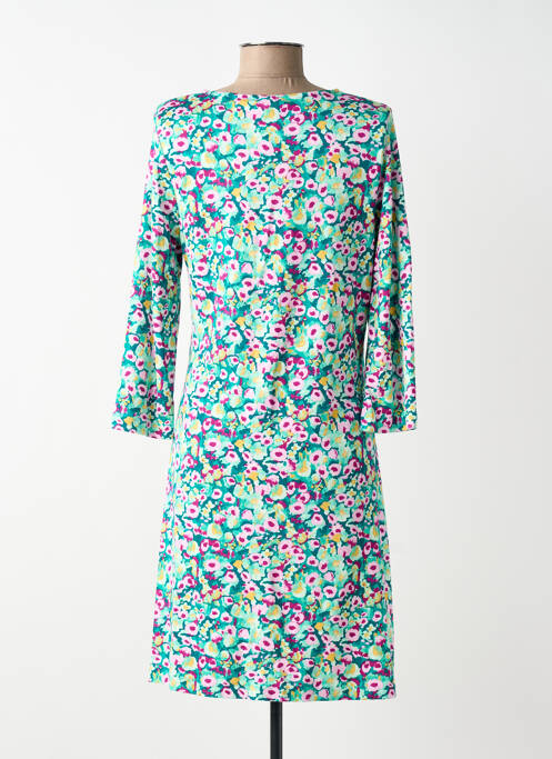 Robe mi-longue imprimé fantaisie manches longues vert SURKANA femme