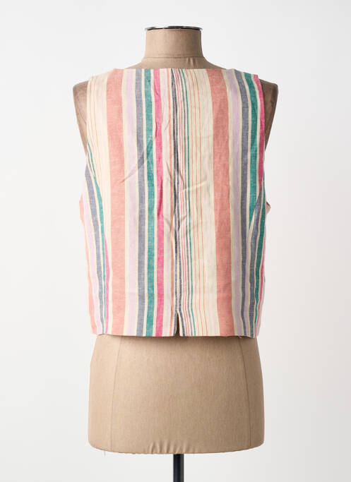 Gilet sans manche imprimé rayures beige SURKANA femme