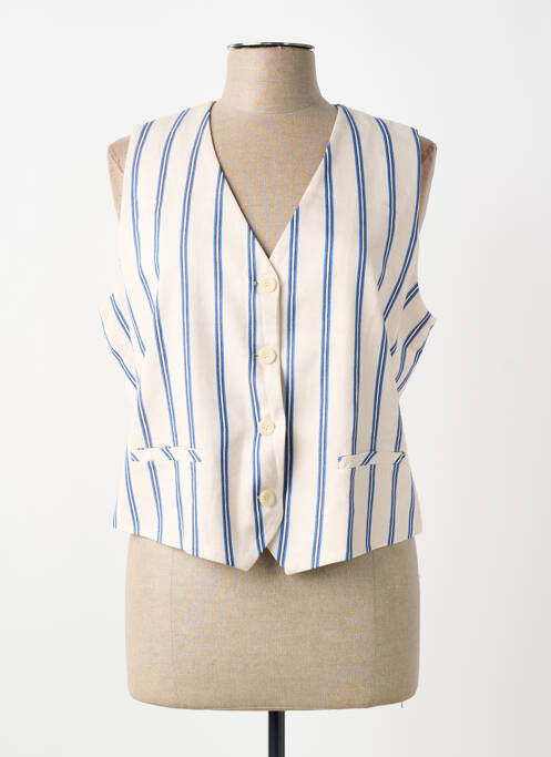 Gilet sans manche imprimé rayures blanc ANDAM femme