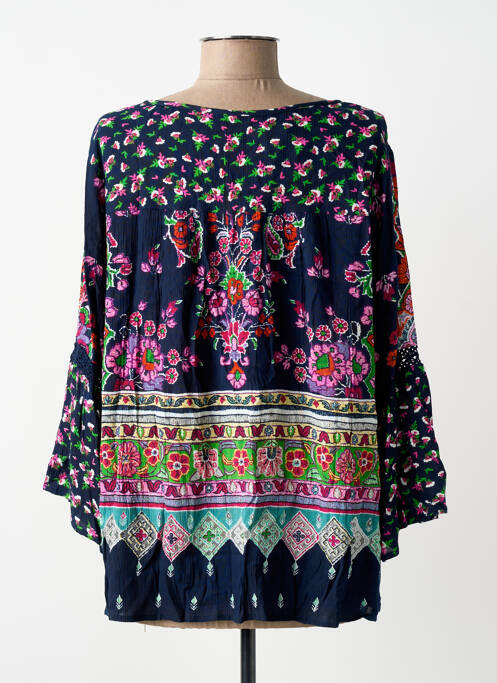 Blouse imprimé fantaisie manches longues bleu ORIENTIQUE NATURALLY femme