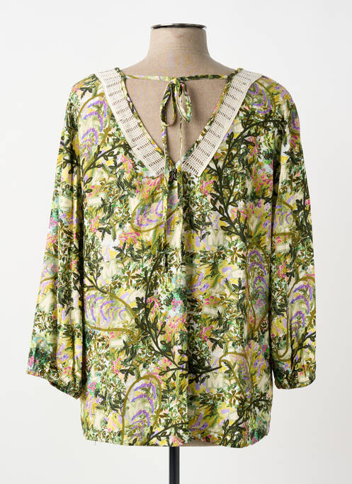 Blouse tissage popeline manches 3/4 vert MALOKA femme