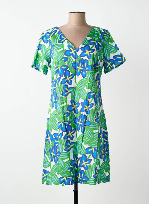 Robe courte fermeture zippée au dos manches courtes vert MADE IN SENS femme