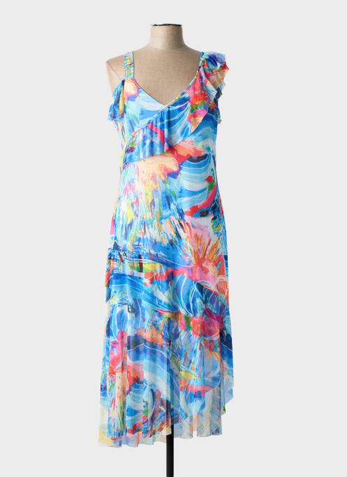 Robe longue imprimé fantaisie sans manche bleu MALOKA femme