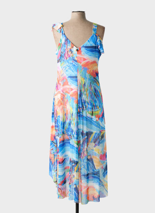 Robe longue imprimé fantaisie sans manche bleu MALOKA femme