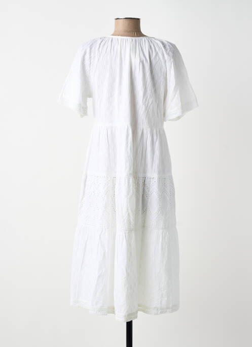 Robe mi-longue manches courtes manches courtes blanc ORIENTIQUE NATURALLY femme