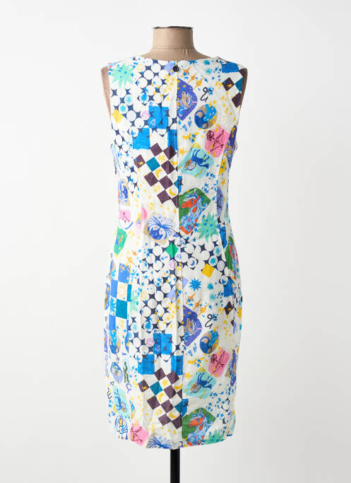 Robe mi-longue imprimé fantaisie sans manche bleu MALOKA femme