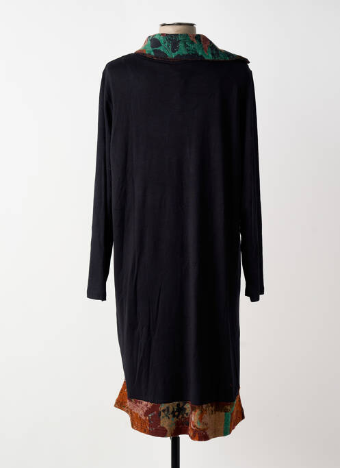 Robe mi-longue imprimé fantaisie manches longues noir ORIENTIQUE NATURALLY femme