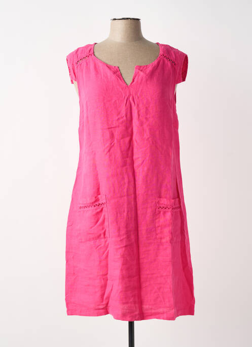 Robe mi-longue manches courtes manches courtes rose MALOKA femme