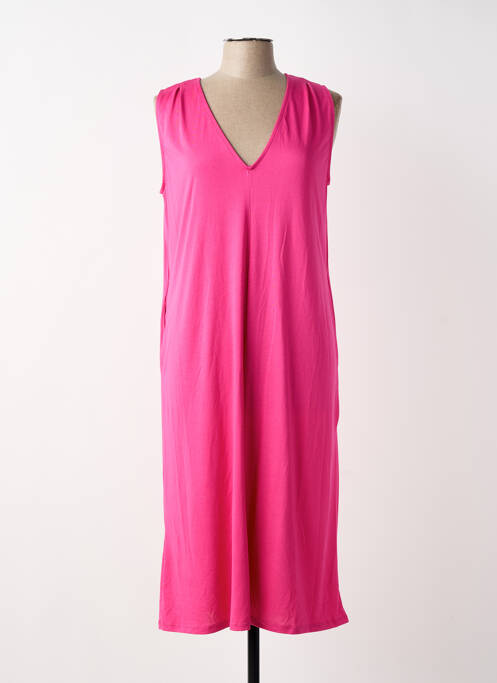Robe mi-longue manches courtes manches courtes rose SCORZZO femme