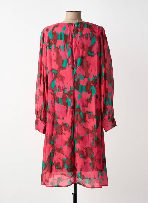 Robe mi-longue imprimé fantaisie manches longues rouge MADE IN SENS femme