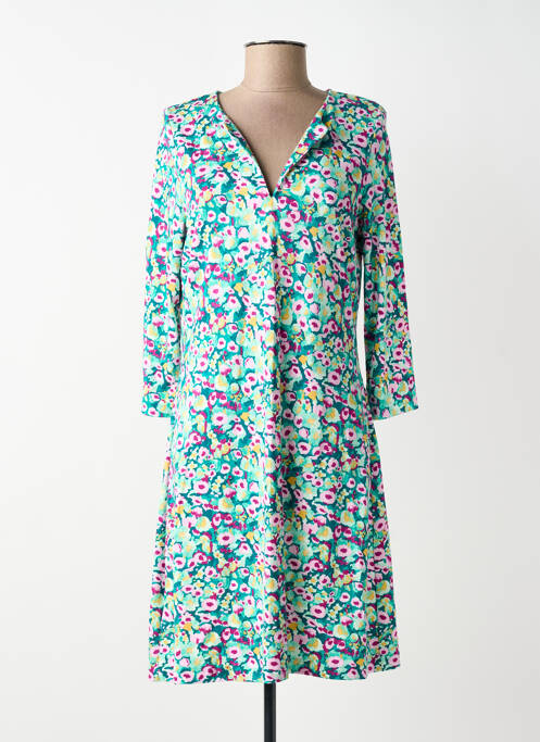 Robe mi-longue imprimé fantaisie manches longues vert SURKANA femme