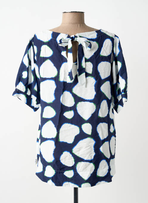 Top imprimé fantaisie manches courtes bleu SCORZZO femme