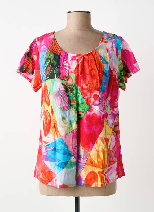 Top imprimé fantaisie manches courtes rose ORIENTIQUE NATURALLY femme