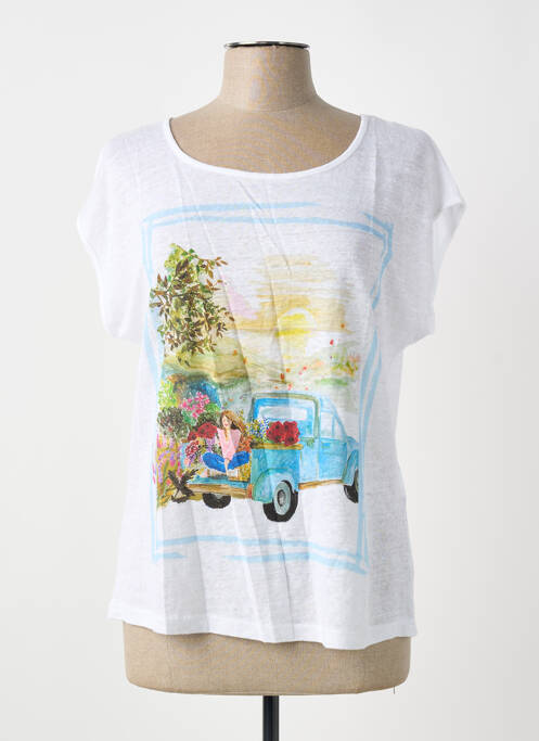 T-shirt sérigraphie floquée manches courtes blanc MALOKA femme