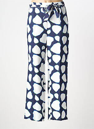 Pantalon droit tissage crêpe taille normale bleu SCORZZO femme