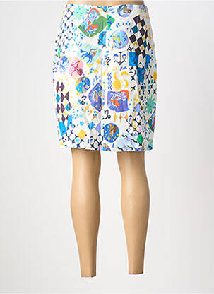 Jupe mi-longue taille normale bleu MALOKA femme