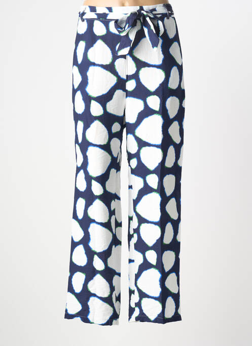 Pantalon droit tissage crêpe taille normale bleu SCORZZO femme