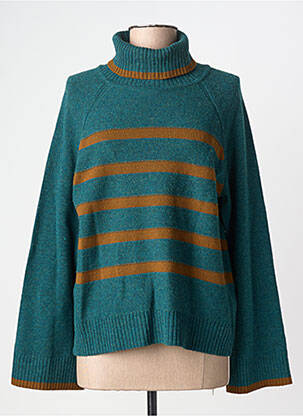 Pull col roulé tissage chiné manches longues vert BENSIMON femme