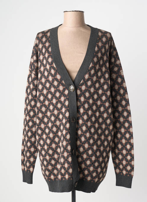 Gilet manches longues resserrée sur le bas marron MALIPARMI femme