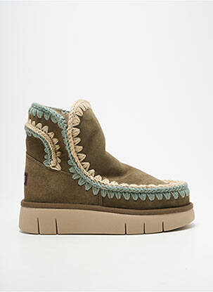 Bottines/boots fourrée talon de 4 à 6cm vert MOU femme