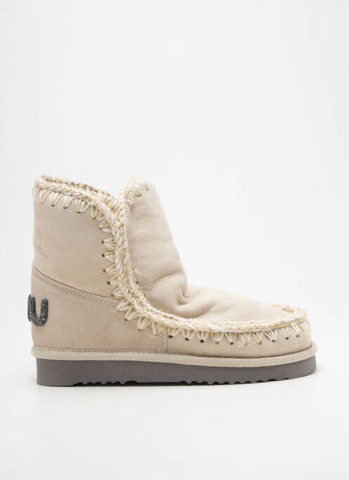 Bottines/boots fourrée talon plat jusqu'à 3cm beige MOU femme