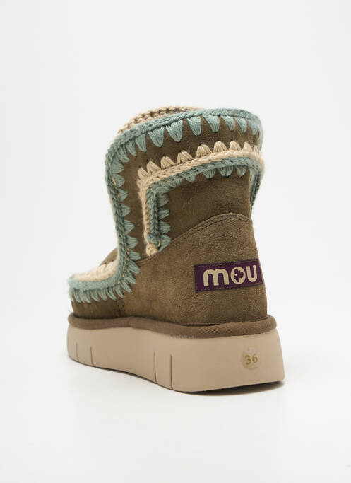 Bottines/boots fourrée talon de 4 à 6cm vert MOU femme