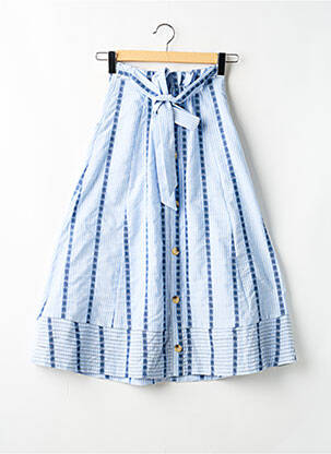 Jupe longue coupe droite bleu ORFEO femme