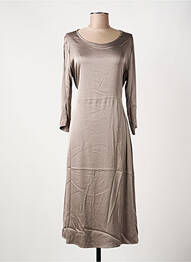 Robe mi-longue manches 3/4 manches 3/4 marron PAKO LITTO femme