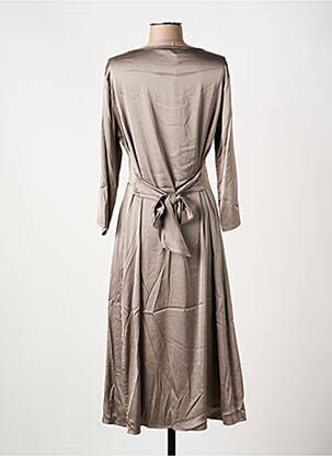 Robe mi-longue manches 3/4 manches 3/4 marron PAKO LITTO femme