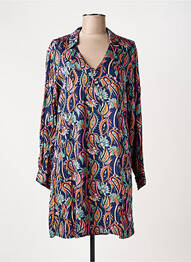 Robe courte coupe évasée manches longues bleu LOLA ESPELETA femme