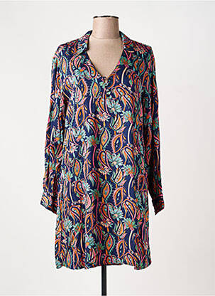Robe courte coupe évasée manches longues bleu LOLA ESPELETA femme