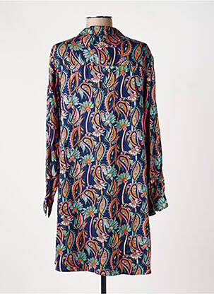 Robe courte coupe évasée manches longues bleu LOLA ESPELETA femme