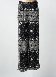 Pantalon large fermeture zippée sous rabat avec crochet taille normale noir LAURE + MAX femme